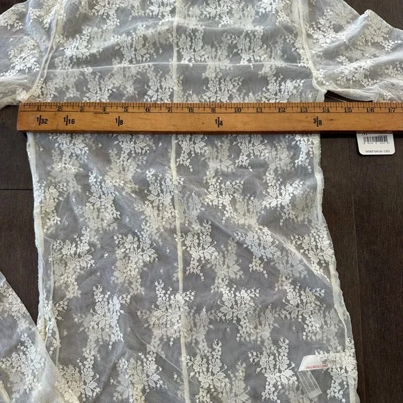 NWT Free People Intimately Sheer Lace Longsleeve Top Feminine Layer Coquette M - Picture 4 of 7